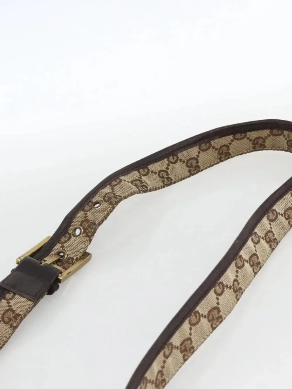 GUCCI GG Canvas Shoulder Bag Beige Gold 91762 Auth BAZ020